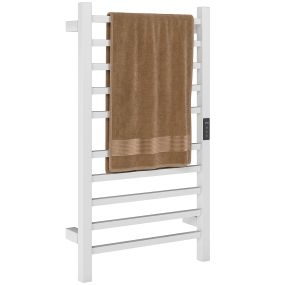 Toallero eléctrico de pared 110W con control WiFi, pantalla táctil, temporizador, 10 barras, blanco