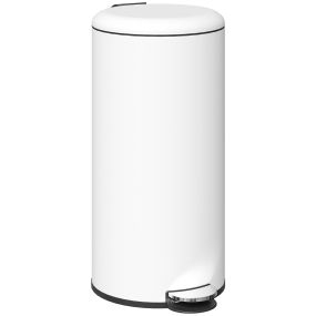 Cubo de basura para cocina 30L con pedal, tapa de cierre suave y cubo extraíble, crema