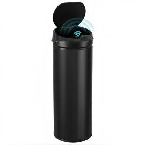 Cubo de Basura Cocina Automático 50 L, Papelera de Cocina de Acero Inoxidable, Sensor Infrarrojo, Cierre Automático, Antihuellas, para Dormitorio, Oficina, Negro
