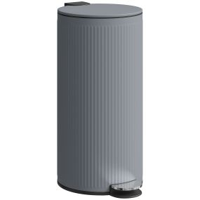 Cubo de Basura Cocina con Pedal, 30L, Papelera de Cocina Metálico con Tapa de Cierre Suave y Cubo Extraíble, para Dormitorio, Oficina, Estudio y Salón, 36x30x60,5 cm, Gris Oscuro