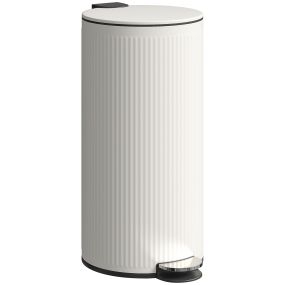 Cubo de Basura Cocina con Pedal, 30L, Papelera de Cocina Metálico con Tapa de Cierre Suave y Cubo Extraíble, para Dormitorio, Oficina, Estudio y Salón, 36x30x60,5 cm, Crema