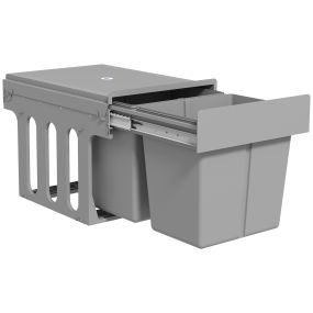 Cubo de basura bajo fregadero con 2 contenedores extraíbles 30L gris claro
