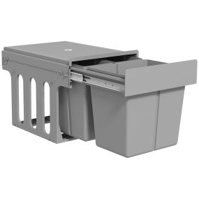 Cubo de basura bajo fregadero con 3 contenedores extraíbles 31L gris claro