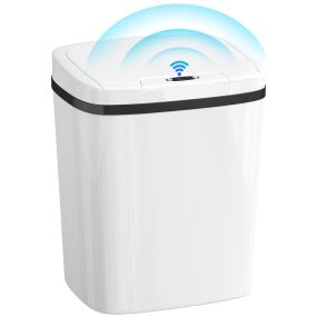 Cubo de basura de cocina automático 15 L con sensor infrarrojo, modo manual y anillo de retención, blanco