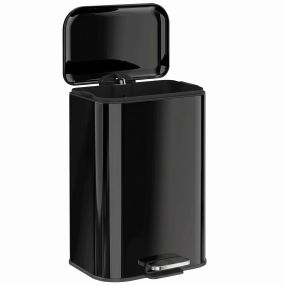Cubo de Basura de Cocina de 20 L, Papelera Cocina Estrecha de Acero Galvanizado, con Tapa de Cierre Suave, Pedal, Cubo Extraíble, Antihuellas, para Reciclaje de Residuos, Negro