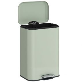 Cubo de Basura de Cocina de 20 L, Papelera Cocina Estrecha de Acero Galvanizado, con Tapa de Cierre Suave, Pedal, Cubo Extraíble, Antihuellas, para Reciclaje de Residuos, Verde Claro