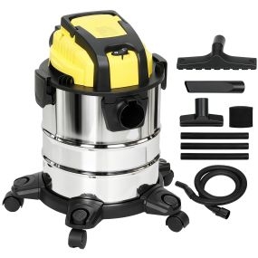 Aspirador en seco y húmedo 3 en 1 1200W con soplador depósito inox 20L amarillo