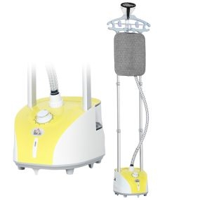 Plancha vertical vapor 1950W 2 L 32 g/min con barra telescópica y colgador amarillo