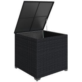 Baúl de almacenaje exterior de ratán sintético 253L negro 72x72x70 cm