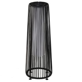 Linterna de jardín de ratán sintético solar exterior LED impermeable negro Ø21,5x61 cm