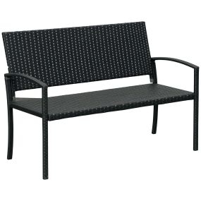 Banco jardín lounge 2 plazas ratán sintético marco acero 122x60x85 cm carga 240 kg