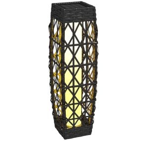 Linterna de jardín de ratán sintético solar LED gris 20x20x68 cm