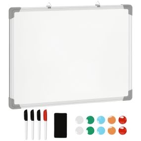 Pizarra blanca magnética 60x45 cm con bastidor de aluminio, borrador, 4 rotuladores y 10 imanes