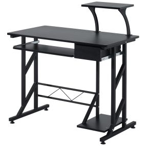 Mesa de escritorio de estudio con bandeja de teclado y cajón 90x50x100 cm negro