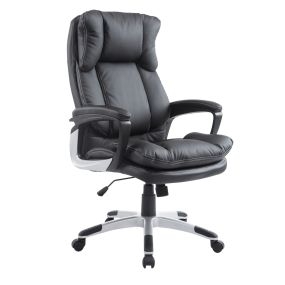 Silla de oficina tapizada en PU con reposabrazos y altura ajustable 66x71x110-120,5 cm negro