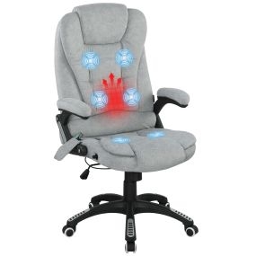 Silla de oficina giratoria con masaje 6 puntos, calefacción, reclinable, gris 65x71x110-120 cm