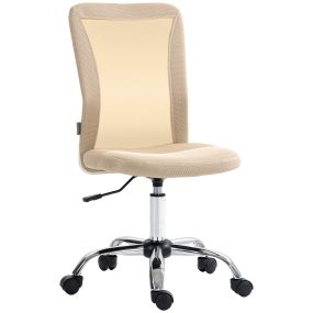 Silla de oficina de malla giratoria sin brazos altura ajustable 100 kg 43x58x90-100 cm beige