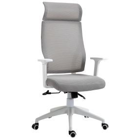 Silla de oficina giratoria ajustable y reclinable 120° gris 64x61x120,9-128,9 cm