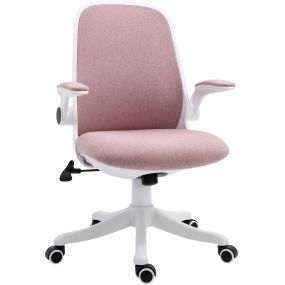 Silla giratoria de oficina basculante altura ajustable con reposabrazos elevable rosa 62,5x60x94-104 cm