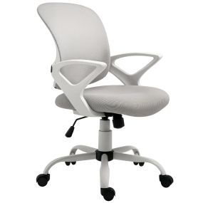 Silla de oficina de malla transpirable basculante con altura ajustable y soporte lumbar gris 61x61x89-99 cm