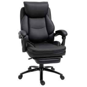 Silla de oficina ergonómica ajustable en altura con respaldo inclinable y reposapiés negro