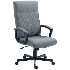 Silla de oficina giratoria basculante tapizada en PU con respaldo alto y altura ajustable gris oscuro