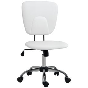 Silla de oficina sin reposabrazos ajustable con inclinación 120 kg 50x54x87,5-96,5 cm blanco