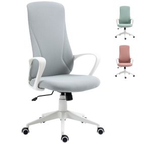 Silla de oficina giratoria juvenil con altura ajustable, basculante, reposabrazos y respaldo alto gris 62x56x110-119,5 cm