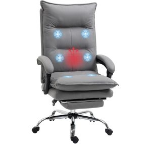 Silla de masaje reclinable con 6 puntos, 5 modos, calefacción, altura ajustable, gris 66x74x114-121,5 cm
