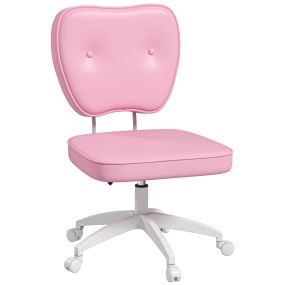 Silla de escritorio tapizada en PU giratoria, altura ajustable, sin brazos, 120 kg, rosa, 46x59x82-92 cm