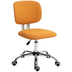 Silla de oficina giratoria sin brazos tapizada en tela naranja altura ajustable 120 kg 48x53x80-90 cm
