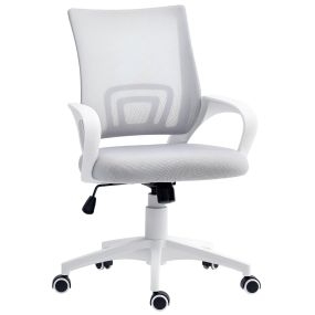 Silla de oficina de malla giratoria con altura ajustable, soporte lumbar y reposabrazos, gris