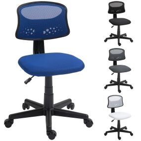 Silla de oficina ergonómica sin brazos giratoria con respaldo de malla transpirable azul 120 kg