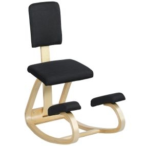 Silla Ergonómica de Rodillas con Respaldo, Silla de Rodillas, Cojines Acolchados, Marco de Madera, para una Mejor Postura, Oficina, Negro