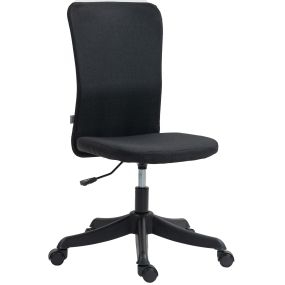 Silla de escritorio sin brazos giratoria tapizada en lino sintético altura ajustable negro