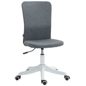 Silla de escritorio sin brazos giratoria tapizada en lino sintético gris altura ajustable carga 120 kg
