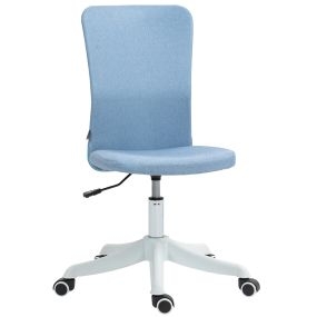 Silla de escritorio giratoria sin brazos tapizada en lino sintético azul claro altura ajustable carga 120 kg