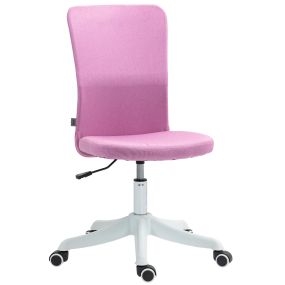 Silla de escritorio giratoria sin brazos tapizada en lino sintético rosa altura ajustable carga 120 kg