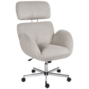 Silla de oficina piernas cruzadas con reposabrazos, respaldo alto, reposacabezas regulable, gris