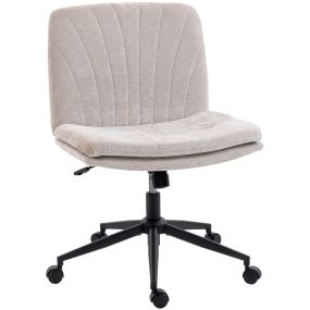 Silla de oficina piernas cruzadas con asiento ancho, sin reposabrazos, beige, 62x67x83-93 cm