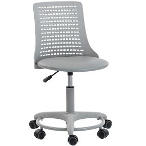 Silla de escritorio giratoria sin brazos con respaldo hueco y asiento acolchado gris
