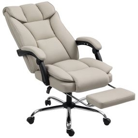 Silla de oficina giratoria con reposapiés, respaldo reclinable, acolchado grueso, caqui