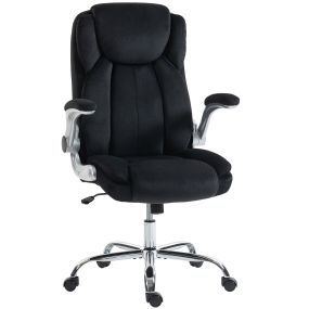 Silla de escritorio ergonómica con respaldo alto, reposabrazos abatibles, asiento con muelles, negro