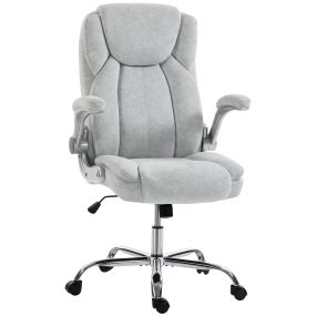 Silla de escritorio ergonómica con respaldo alto, reposabrazos abatibles, terciopelo crema