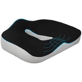 Cojín de asiento de espuma viscoelástica para silla de oficina y comedor negro antideslizante