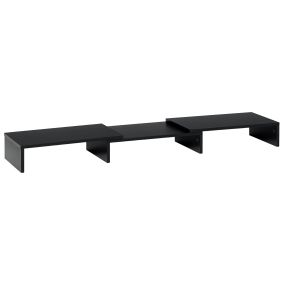 Soporte elevador de madera ajustable para 2 monitores y portátil 80-117x23,5x10 cm negro
