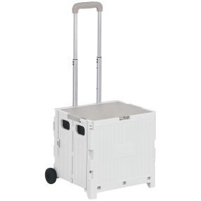 Carrito de compra plegable con 2 ruedas, mango ajustable, 32 L, 41,5x32,5x85 cm, blanco