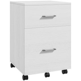 Cajonera de escritorio con 2 cajones y ruedas, archivador móvil para A4 o cartas, blanco