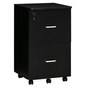 Cajonera de oficina auxiliar con 2 cajones, cerradura, 5 ruedas, A4, 43x45x72 cm, negro