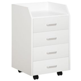 Cajonera de escritorio con ruedas y 4 cajones 40x36x65 cm blanco